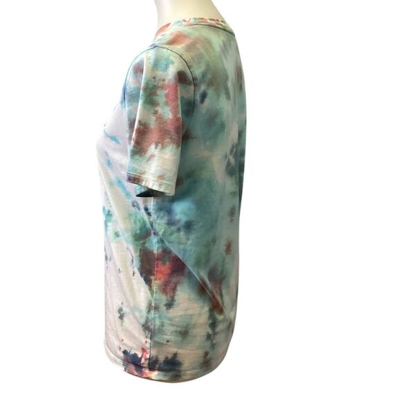 Hand Printed Upcycled Youth XL Dragonfly Tie Dye Crew Neck Short Sleeve Tee - Picture 4 of 6